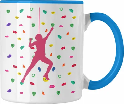 Produktbild von Trendation - Klettern Tasse Geschenk Hobby Kletterer Geschenkidee Lustige Tasse (Blau)