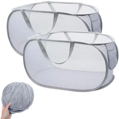 Image de Ibenzoa® Ensemble de grands paniers à linge pliables pour la salle de bains et la chambre d'enfant, imperméables, 60 L, multifonctionnels