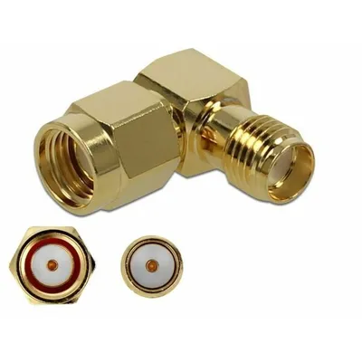 Produktbild von DELOCK Adapter RP-SMA Stecker zu SMA Buchse 90° 10 GHz