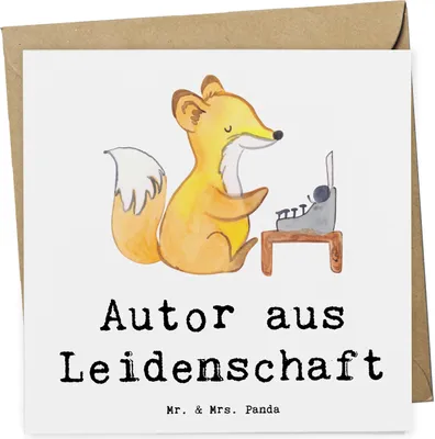 Produktbild von Mr. & Mrs. Panda Grußkarte Autor Leidenschaft - Weiß - Geschenk, Buchhandlung, Lustig, Schriftsteller, doppelkarte, Spruch, Buchladen, faltkarte, Klappkarte, Beruf