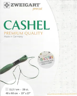 Obrázek produktu pro Počítací látka CASHEL Zweigart Precut 28 ct. 3281 barva 1129 mini tečky bílá modrá, vyšívací látka ze 100% lnu pro vyšívání 48x68 cm