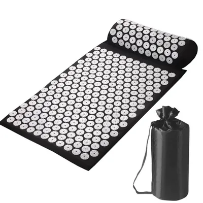 Productafbeelding van Akupressuurmat met kussen en tas | Massage en ontspanning | Tegen nek- en rugpijn | Naaldmat, massagemat | 65x40 cm, Shiatsu mat