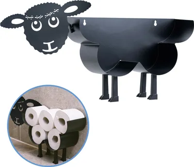 Produktbild von Sanics Reservepapierhalter Freistehend - Toilettenpapierhalter Hängend - Wandhalter - Ersatzrollenhalter Schaf - Rollenhalter Schwarz