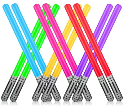 Produktbild von Set von 12 aufblasbaren Lichtschwertern für Partys