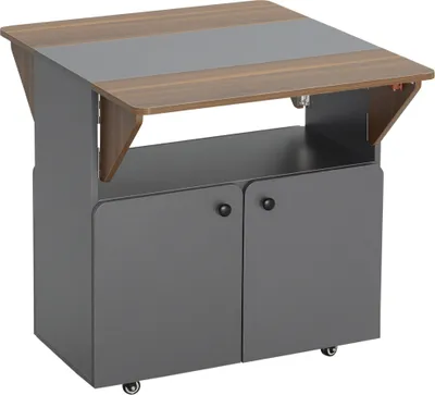 Produktbild von HOMCOM Esstisch Klapptisch mit Rollen Küchentisch mit zwei klappbare Tischseiten Esszimmertisch Sideboard mit Stauraum für Wohnzimmer Küche Spanplatte Hellgrau+Dunkelbraun 70 x 83 x 75 cm