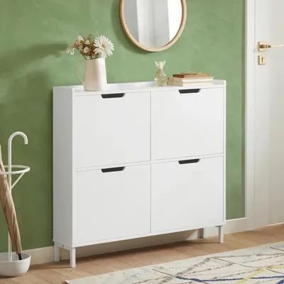 Immagine prodotto di FSR100, ribaltabile per scarpe con 4 sportelli, 8 scomparti, stretto, bianco
