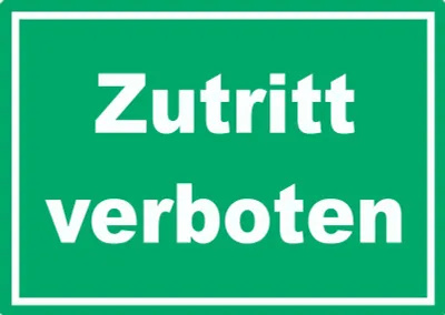 Produktbild von Zutritt verboten Schild grün-weiß A3 (297x420mm)