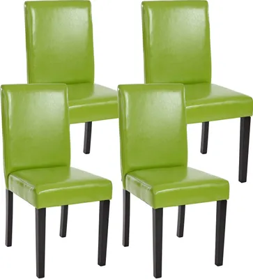 Produktbild von 4er-Set Esszimmerstuhl Stuhl Küchenstuhl Littau Kunstleder, grün, dunkle Beine