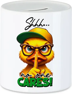 Produktbild von Shhh No One Cares Spardose Lustige Ente Sarkastisch Humor Witzig Frech Geschenkidee