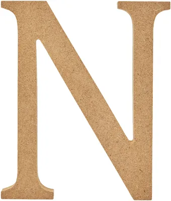 Immagine prodotto di Lettera "N" in MDF, color marrone, dimensioni 13 x 2 cm, per decorazioni