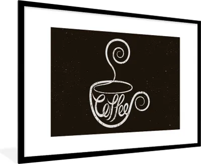 Produktbild von MuchoWow® MuchoWow® Gerahmtes Poster Kaffee - Sprichwörter - Zitate - Vintage - Kreidetafel 90x60 cm - Poster mit zchwarzem Bilderrahmen - Wanddekoration - Fotos