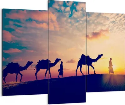 Produktbild von Bild auf Leinwand - Leinwandbild - Kamel Wohnwagen - 130x100cm - Wand Bild - Wanddeko - Wandbilder - Leinwanddruck - Bilder - Kunstdruck - Wanddekoration - Leinwand bilder - Wandkunst - CB130x100-3672