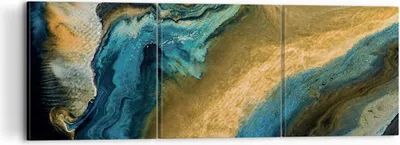 Produktbild von Bild auf Leinwand - Leinwandbild - 3 Teile - Abstraktion verschüttet Gold - 120x40cm - Wand Bild - Wanddeko - Wandbilder - Leinwanddruck - Bilder - Wanddekoration - Leinwand bilder - CA120x40-4431