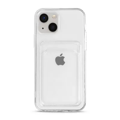 Obrázek produktu pro Smartphonica Pouzdro na telefon vhodné pro iPhone 15 s držákem na karty - Zadní kryt z TPU s přihrádkou na karty - Transparentní