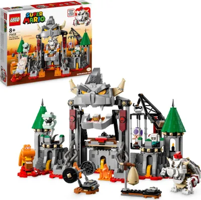Produktbild von LEGO 71423 Super Mario Knochen-Bowsers Festungsschlacht – Erweiterungsset, Spielzeug mit 5 Charakteren: Knochen-Bowser, ein Glutsauger, ein Knochen-Piranha, ein Knochen-Gumba und ein lila Toad