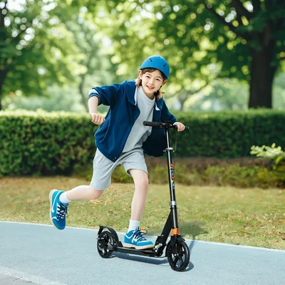 Produktbild von Sweiko Roller Kinder Scooter mit verstellbaren Griffen klappbarer Kinderroller für Kinder 6-12 Jahre 94 x 36 x 88-103cm Schwarz
