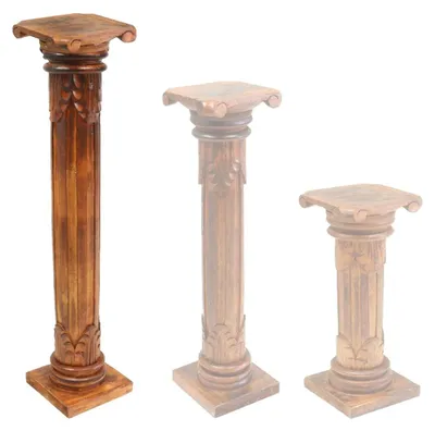 Produktbild von Säule Antike Blumensäule Dekosäule Ständer Sockel Podest Blumenständer Holz in vielen verschiedenen Designs , Säulen Variante Antik:Hellbraun 100 cm