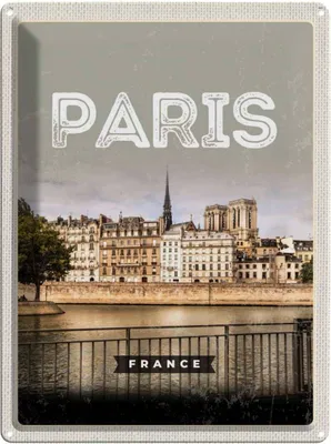 Produktbild von vianmo Blechschild 40x30 cm Paris Frankreich Architektur Abenteuer Reisen Straße Stadt Urlaub