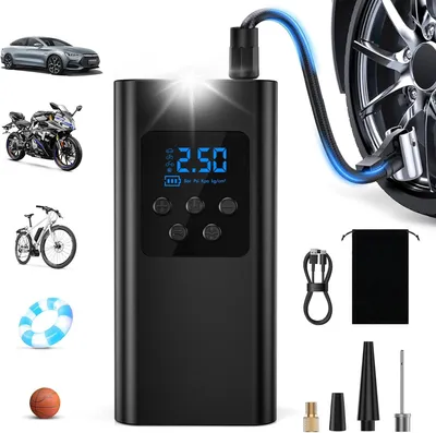 Obrázek produktu pro Kompresor na pneumatiky 45 l/min, 6000 mAh, LED, 4 režimy, funkce rychlého nafouknutí, auto/kolo/motocykl/míče