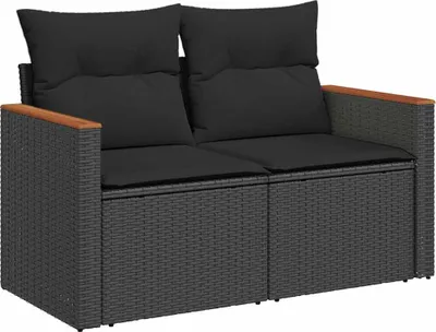 Obrázok produktu pre vidaXL Záhradná pohovka s vankúšmi 2-miestna čierna polyratanová