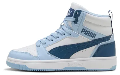 Produktbild von Puma Rebound V6 Mid Jr White-Dark Indigo-Haute Tropic Größe EU 38,5