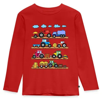 Produktbild von Spreadshirt Fahrzeuge Auf Dem Bauernhof Kinder Premium Langarmshirt, 110/116 (4 Jahre), Rot