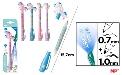 Image de Stylo espion MP UV à double pointe Licornes blister 1 pièce mixte