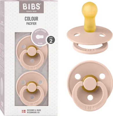 Produktbild von BIBS Colour Schnuller 2er-Pack, BPA-frei, Kirschform Nippel. Naturkautschuk/Latex, Hergestellt in Dänemark. Größe 2 | 6+ Monate | 2-Pack, Blush/Blush