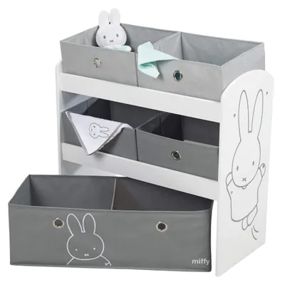 Produktbild von roba Spielregal 'Miffy', Spielzeugregal mit 5 Stoffboxen, Aufbewahrungsregal, für Jungen und Mädchen