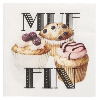 Produktbild von 200 Papstar Servietten, 3-lagig 1/4-Falz 33 cm x 33 cm Muffin 89480