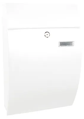 Produktbild von Wandbriefkasten Geronan mit Namensschild | HxBxT 48x32,2x15,5cm | Einwurföffnung 24x4cm | Weiß