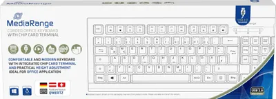 Produktbild von MediaRange Tastatur USB 2.0 mit Chip-Kartenlesegerät weiß