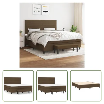 Produktbild von The Living Store Boxspringbett mit Matratze Dunkelbraun 180x200 cm Stoff