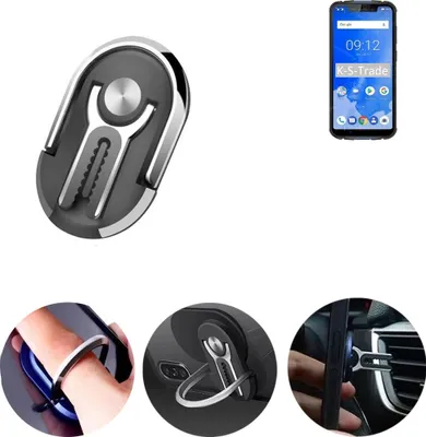 Produktbild von K-S-Trade 3in1 Smartphone-Ring Handy-Ring kompatibel mit Ulefone Armor 5 Fingerhalterung  Handyring Tischständer Lüftungsgitter-Halterung Tisch