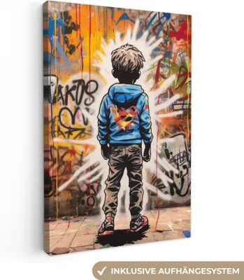 Obrázok produktu pre Dekorácia na stenu 20x30 cm - Banksy - Chlapec - Maľovanky - Street art, Nástenné umenie, Dekorácia na stenu obývacia izba