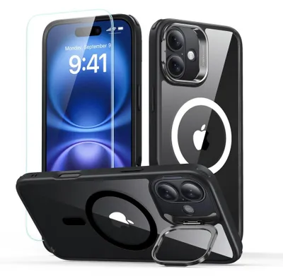 Image de Esr Classic Hybrid Kickstand Halolock Magsafe & Tempered Glass Iphone 16 Clear/Black