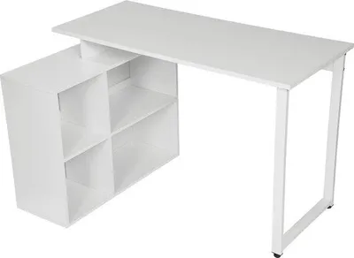 Zdjęcie produktu dla Biurko z regałem – miejsce do pracy – sypialnia – biuro – białe – 116 x 80 x 75 cm.