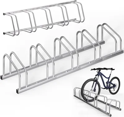 Produktbild von MONZANA® Fahrradständer für 5 Fahrräder 37cm Radabstand 30-65mm Reifenbreite rostfreier Stahl selbstsichernde Schrauben Boden oder Wandmontage Mehrfachständer Fahrradhalter Aufstellständer Radständer