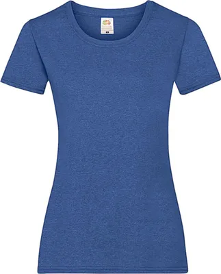 Produktbild von Fruit of the Loom Damen Rundhals Basic T-Shirt Shirt Kurzarm, Größe:L (14), Farbe:Heather Royal