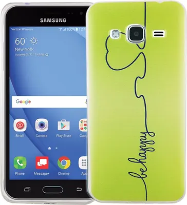 Produktbild von Handy Hülle für Samsung Galaxy J3 Cover Case Schutz Tasche Motiv Slim Silikon TPU Be Happy Grün