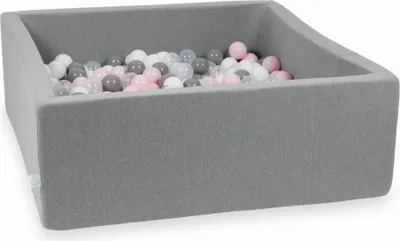Produktbild von Dry Grey Pool 110x110x40 mit 600 Bällen: transparent, weiß, grau, hellrosa