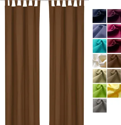 Produktbild von heimtexland ® Dekoschal Baumwolle Uni Gardine Kräuselband Schlaufen Vorhang Blickdicht Natur Typ625 Schlaufenschal HxB 160x125 cm Kastanie
