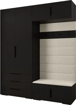 Produktbild von MEBLE KRYSPOL Inova 1 Möbelset Garderobe, 236,7x200x47cm - Schwarz, Manila 02, Schwarz