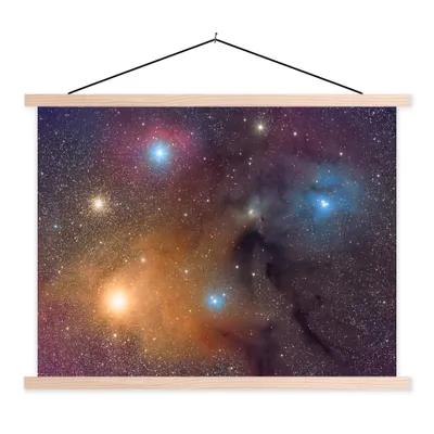 Produktbild von MuchoWow® Textilposter Universum - Sterne - Farben - Jungen - Mädchen - Kinder 40x30 cm mit holzfarbenen Rahmen - Bilder