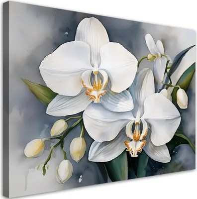 Zdjęcie produktu dla Obraz na płótnie Kwiat Orchidei Abstrakcja 60x40 Feeby Biały obraz na ścianę gotowy do zawieszenia