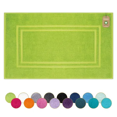 Produktbild von Lavea® Badematte 50x80 cm, Badezimmerteppich 100% Baumwolle, 800 g/m², saugstark, waschbar, Badvorleger, Frottierserie Bali – Apfelgrün