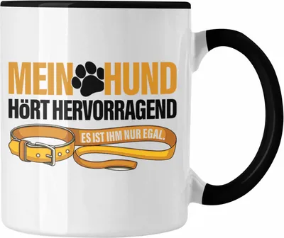 Produktbild von TRENDATION Tasse Hundeliebhaber Hundemama Hundepapa Hund Spruch Kaffeetasse Geschenk (Schwarz)