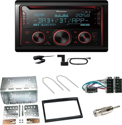Produktbild von Pioneer FH-S820DAB DAB+ Bluetooth FLAC Einbauset für Peugeot 307 Citroen C2 C3
