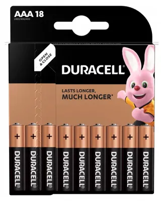 Zdjęcie produktu dla Duracell BATTERIES DURACELL AAA LR06 18 PCE