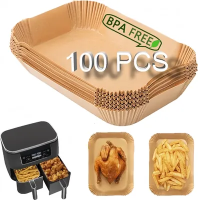 Produktbild von Backpapier für Heißluftfritteuse, 100 Stück – Airfryer Backpapier für Ninja, kompatibel mit 7.5-10L Princess, Dual Zone,Hochtemperaturwiderstand 230 °